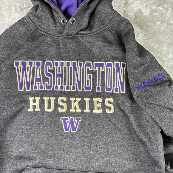 Washington Huskies Hoodie Small Mens Gray Long Sleeve Pullover Sweatshirt - Picture 5 of 7